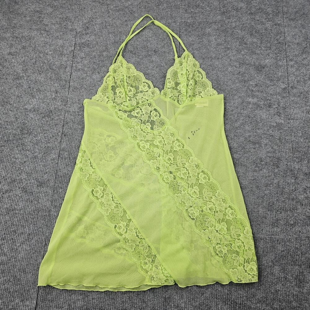 Fredericks of Hollywood Chemise Womens Large Green Sheer Tank Layering Y2K Club